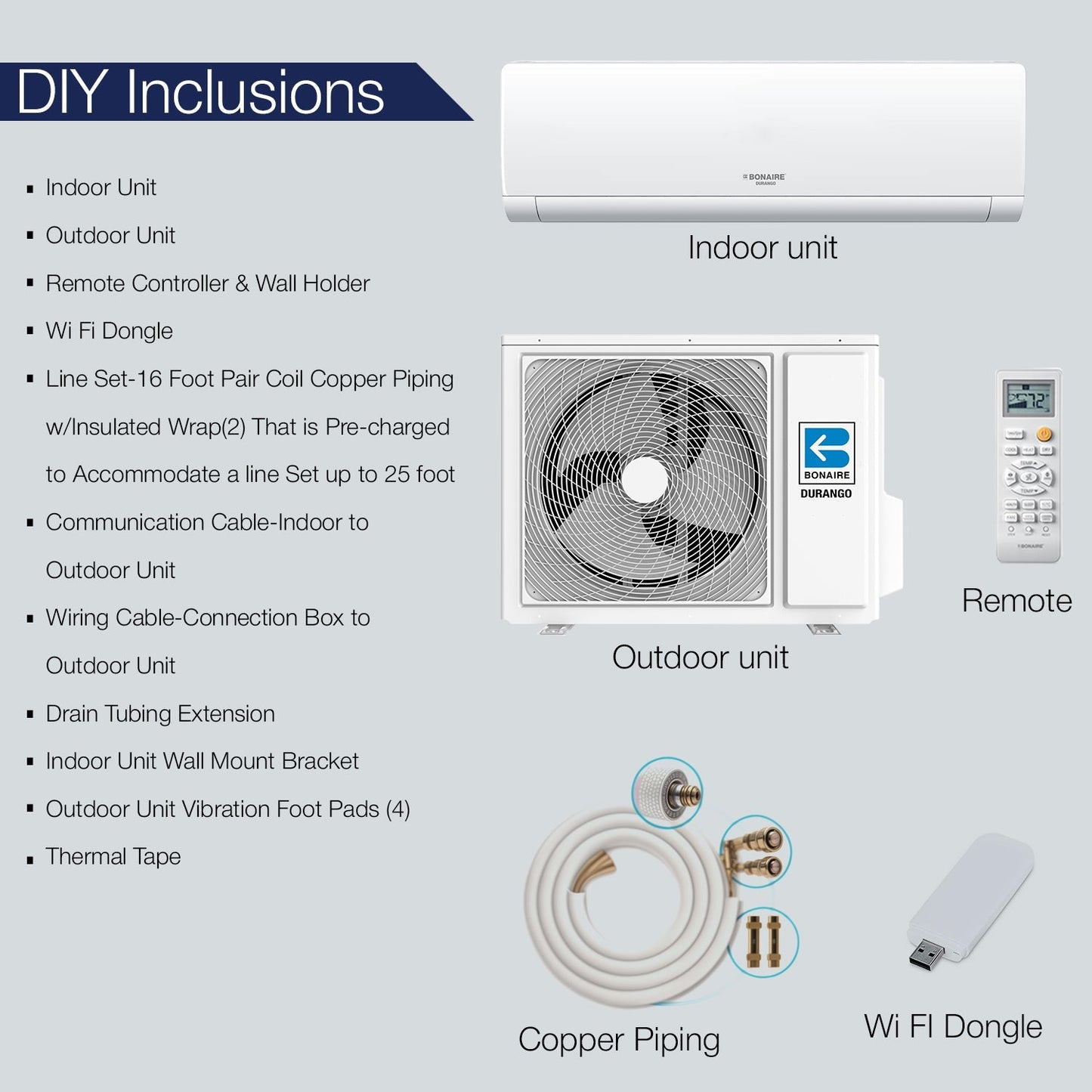 Bonaire Durango Ductless Split Air Conditioner 18000 BTU - CRC7000018O