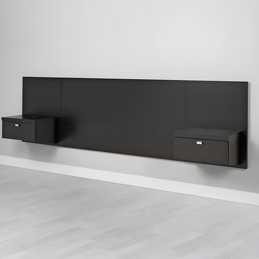 Prepac Floating Headboard with Nightstands in Black - Available in 2 Sizes - BHHQ-0520-2K