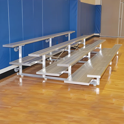 Bleacher 4 Row 15' Tip &amp; Roll Preferred Portable Aluminum Bleacher - BLDP-4TRG