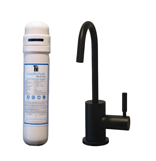 AquaNuTech Filtration System Combo with Contemporary C-Spout Cold Water Faucet New - FL-C2400-CH