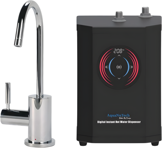 AquaNuTech Digital Instant Hot Water Dispenser with Hot Only Contemporary C-Spout Faucet New - HT-H2400-CH