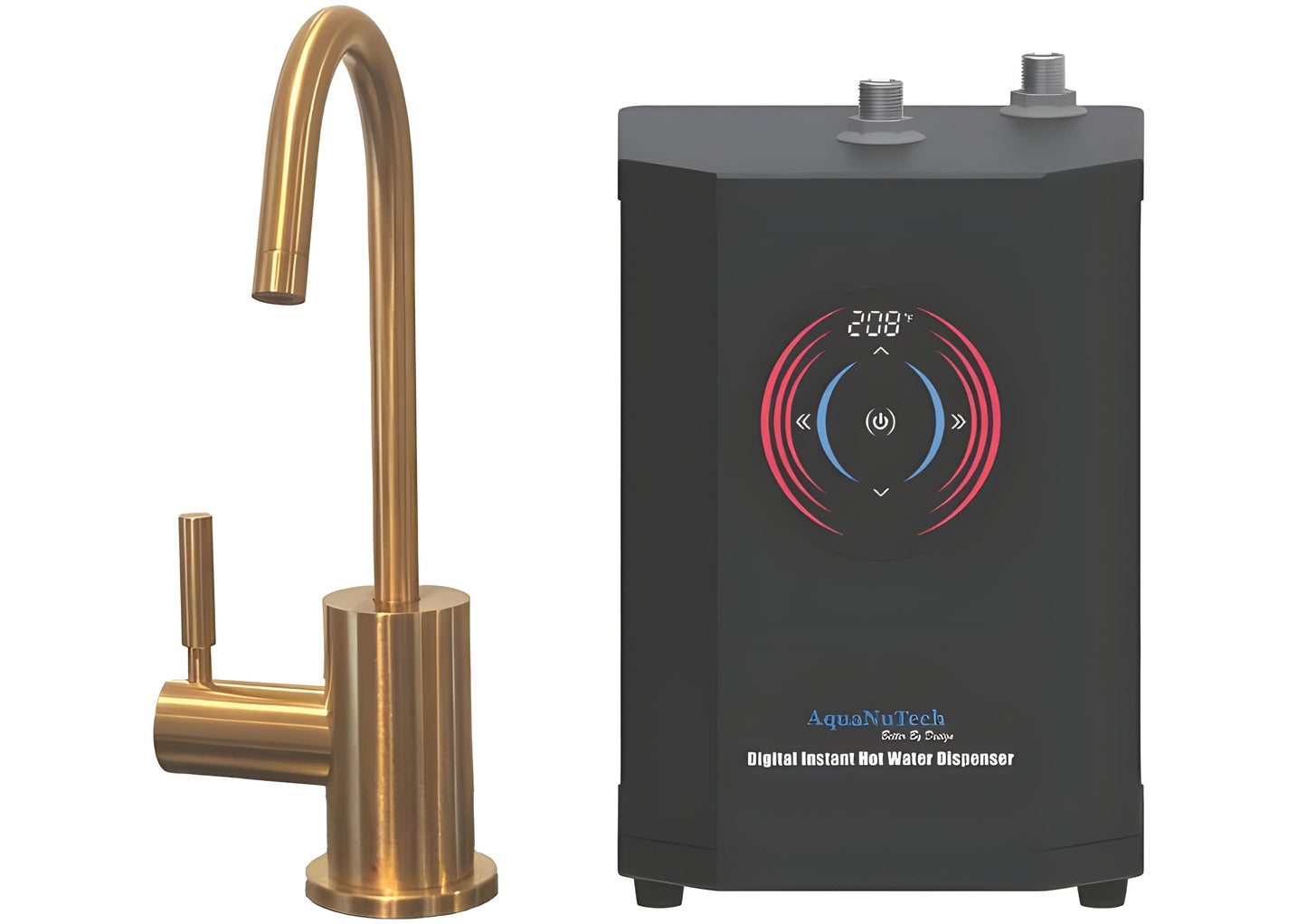 AquaNuTech Digital Instant Hot Water Dispenser with Hot Only Contemporary C-Spout Faucet New - HT-H2400-CH