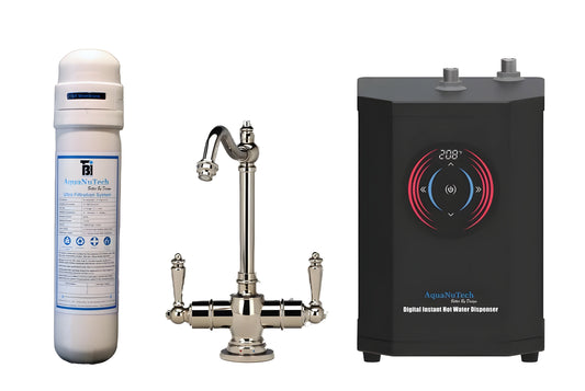 AquaNuTech Digital Instant Hot Water Dispenser with Hot/Cold Hook Spout Faucet & Filtration New - HTF-HC2100-CH