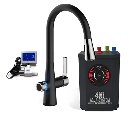 AquaNuTech 4N1 Aqua-System Contemporary Faucet with Hot Water Dispenser and Leak Detector New - 4N1CAS-CH