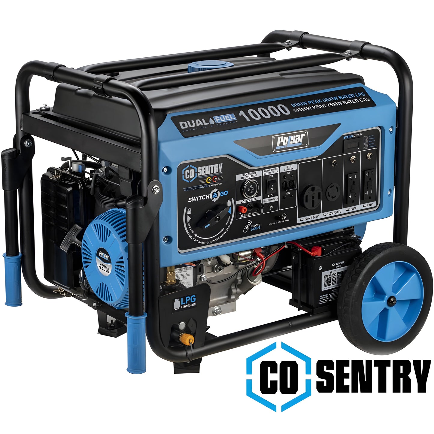 Pulsar PG10000BRCO Pulsar 10,000 Watt Dual Fuel Generator with Recoil, Remote, Push Button Start & CO Alert - PowerGen USA - PG10000BRCO