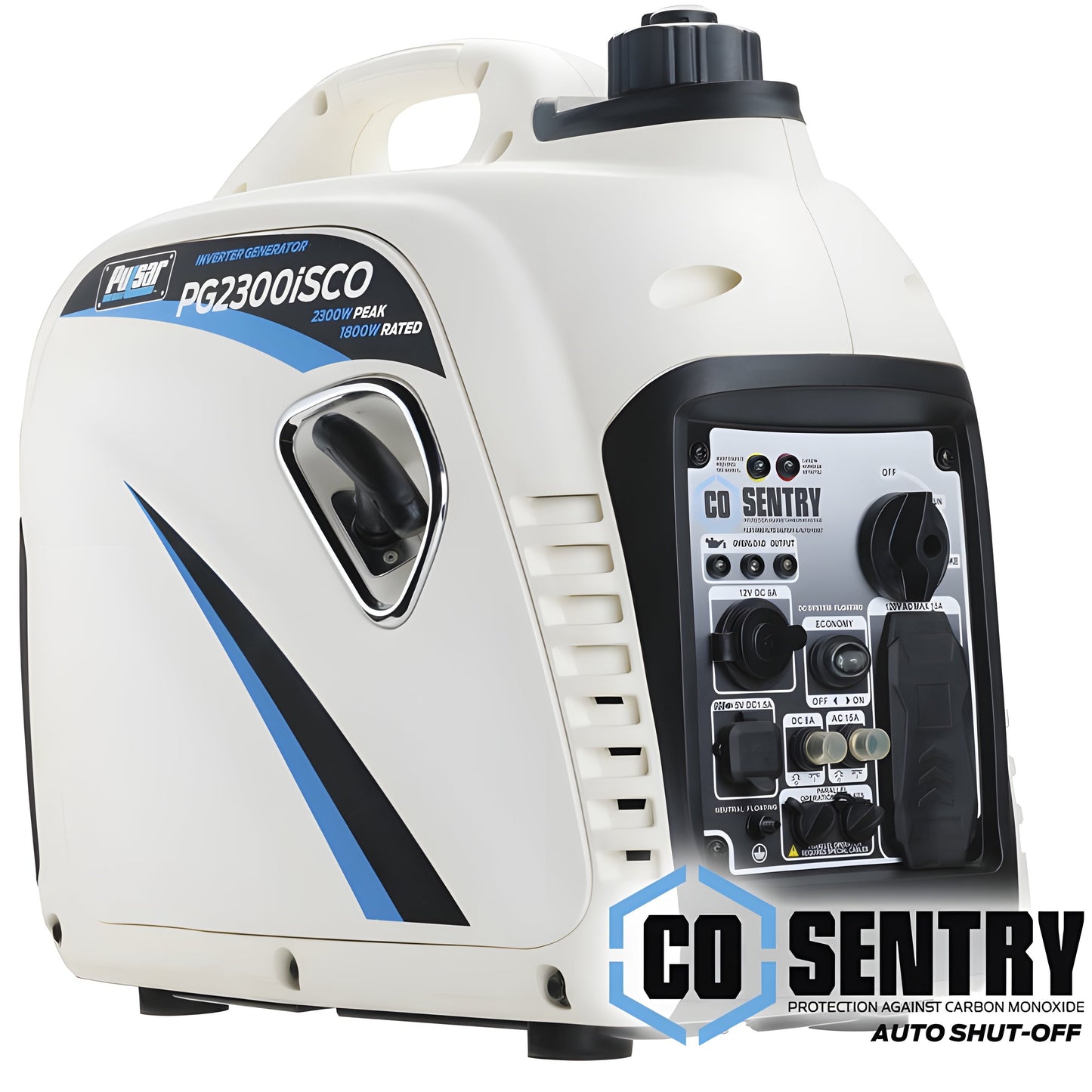Pulsar PG2300ISCO 2,300-Watt Quiet Gasoline Powered Inverter Generator with CO Shutdown Sensor - PowerGen USA - PG2300ISCO