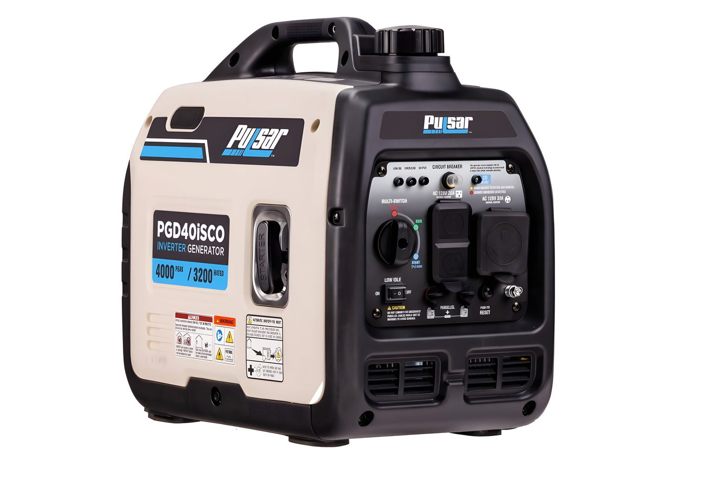 Pulsar PGD40ISCO 4000W Super Quiet Inverter Gasoline Powered Generator with Recoil Start and CO Shutdown - PowerGen USA - PGD40iSCO