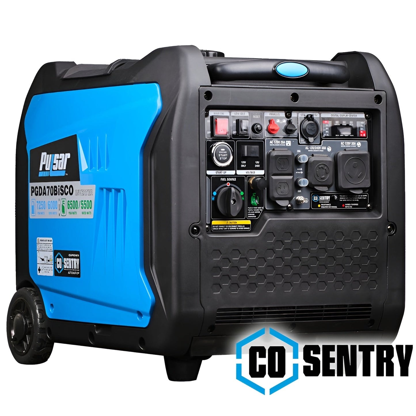 Pulsar PGDA70BISCO 7,250-Watt Super Quiet Dual-Fuel Inverter Generator with CO Alert and Remote Start - PowerGen USA - PGDA70BISCO