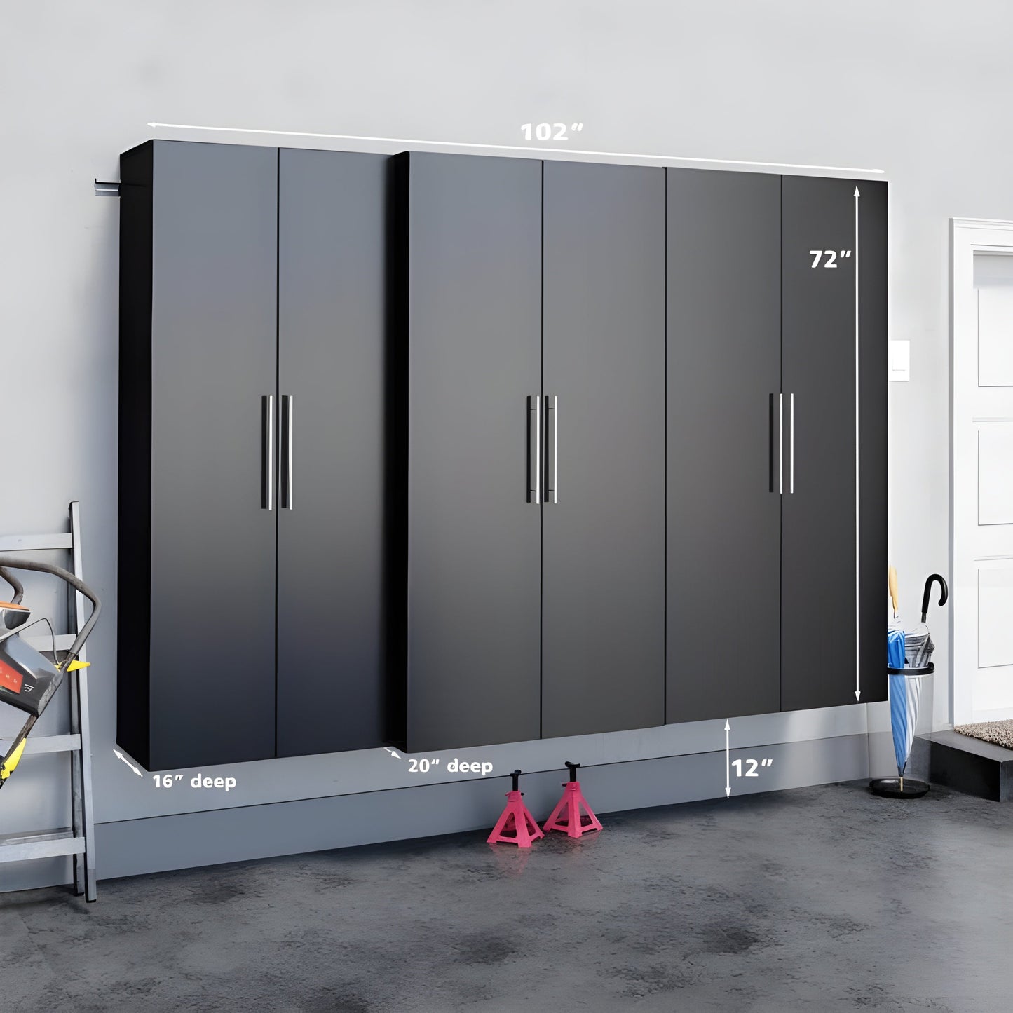 Prepac HangUps 102 Inch Storage Cabinet 3-Piece Set L - Available in 2 Colors - WRSW-0718-3M