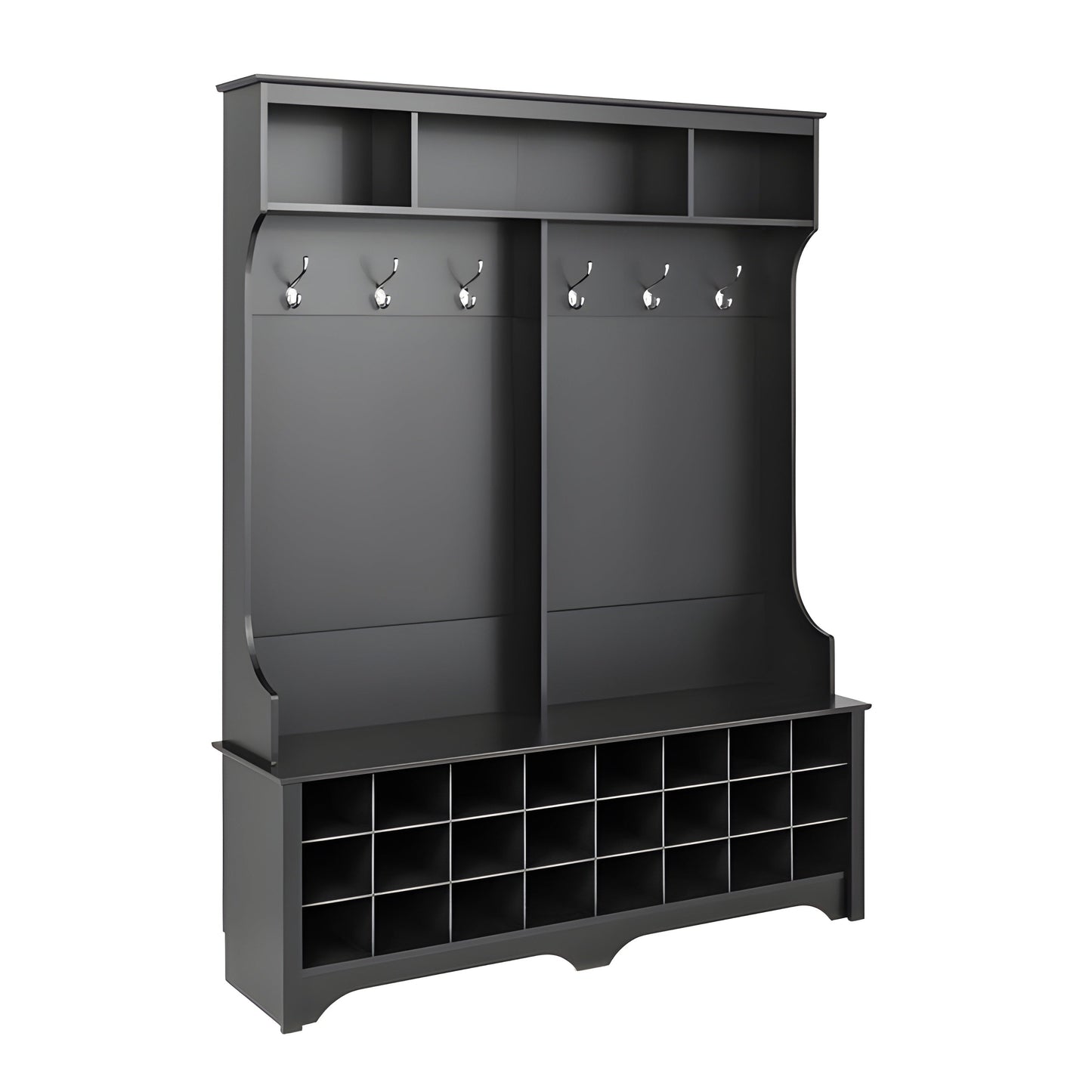Prepac 60" Wide Hall Tree with 24 Shoe Cubbies - Available in 4 Colors - DSOG-0013-1