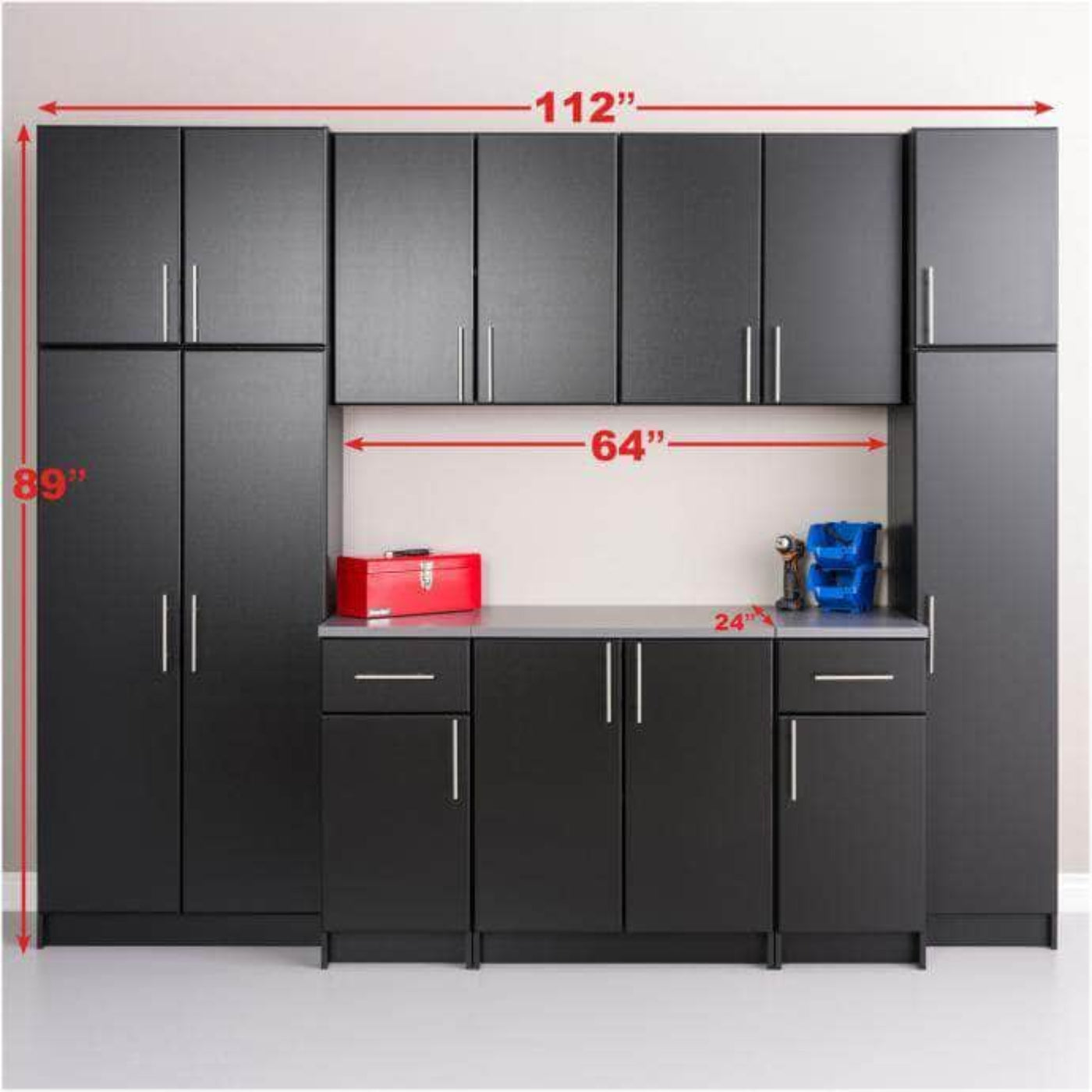 Prepac Elite 112" 9 Piece Storage Cabinet Set A - Available in 2 Colors - BRSX-1010-9M