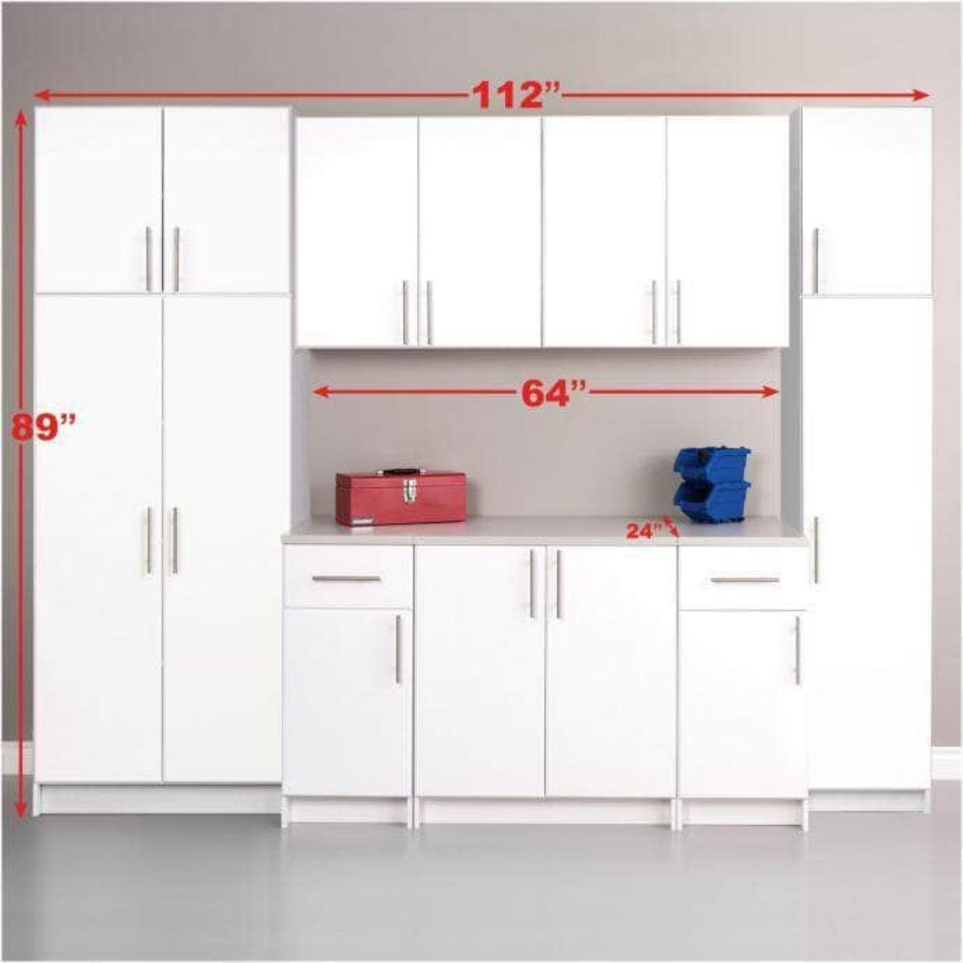 Prepac Elite 112" 9 Piece Storage Cabinet Set A - Available in 2 Colors - BRSX-1010-9M