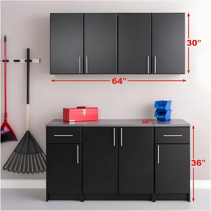 Prepac Elite 64" 5 Piece Storage Cabinet Set B - Available in 2 Colors - BRSX-1011-5M