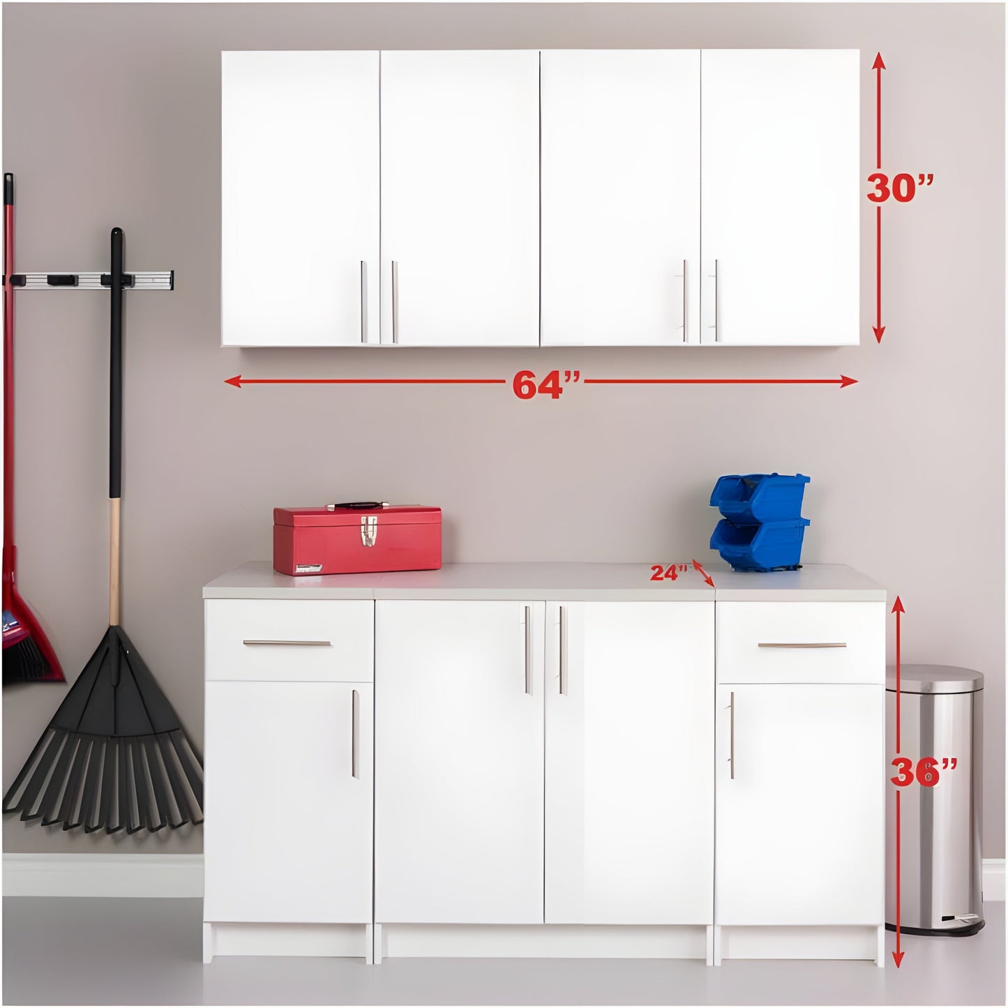 Prepac Elite 64" 5 Piece Storage Cabinet Set B - Available in 2 Colors - BRSX-1011-5M