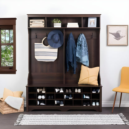 Prepac 60" Wide Hall Tree with 24 Shoe Cubbies - Available in 4 Colors - DSOG-0013-1