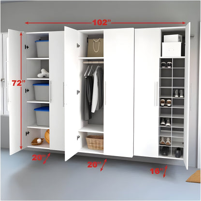 Prepac HangUps 102 Inch Storage Cabinet 3-Piece Set L - Available in 2 Colors - WRSW-0718-3M