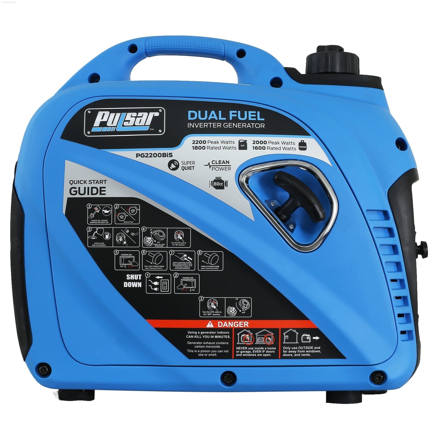 Pulsar PG2200BiS-DUAL-Fuel Inverter 2200W Generator RATED 1800W, Carb Approved - PowerGen USA - PG2200BiS