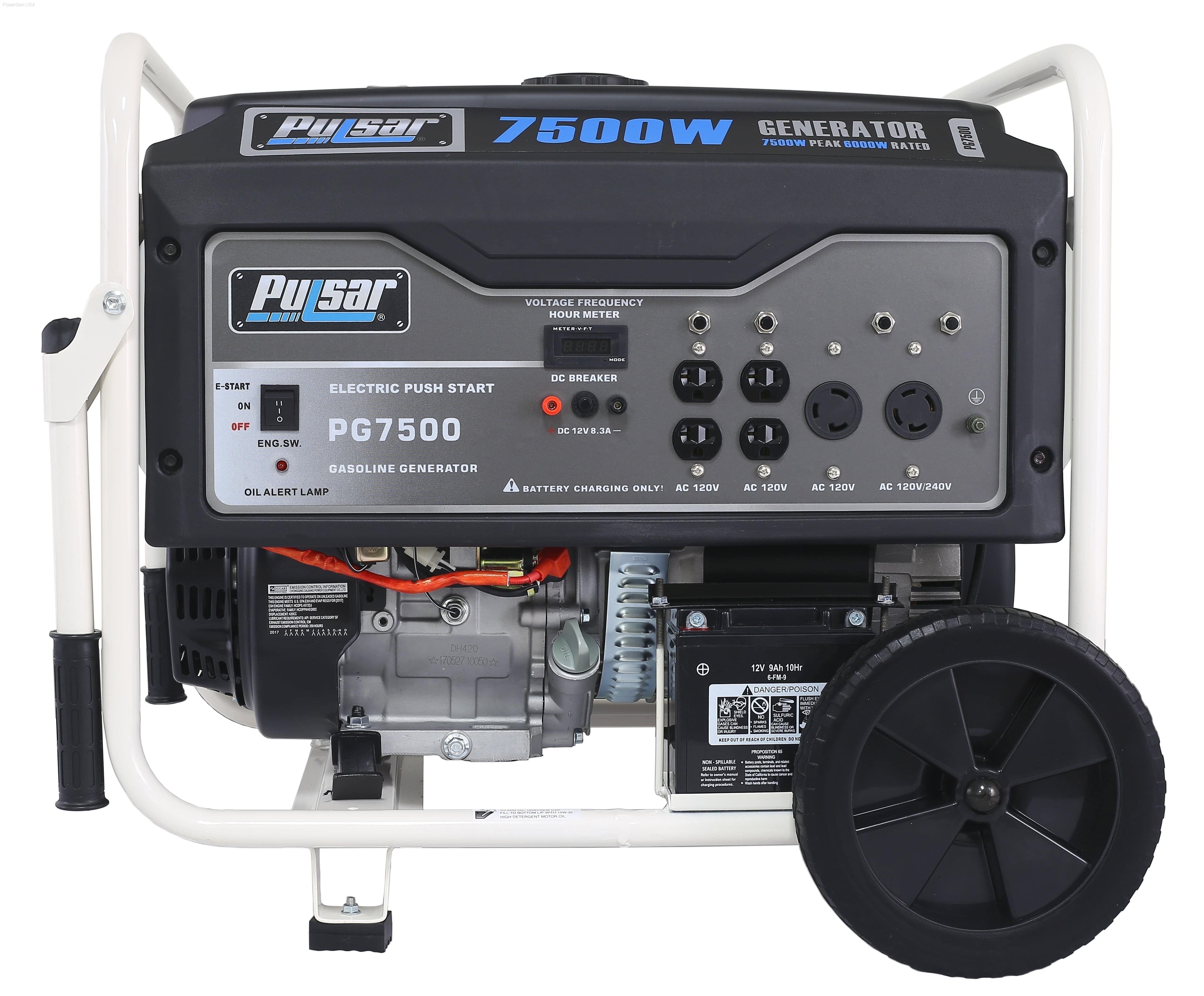 Pulsar PG7500-7500W Generator RATED 6000W - PowerGen USA - PG7500